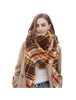 BFONS Plaid Scarf, Winter Fall Scarfs for Women, Warm Soft Chunky Large Blanket Wrap Shawl Oversized Scarves Gift For Women