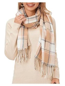 Fuinloth Women's Large Plaid Scarf Fashion Long Shawl Wrap for Winter Warm Lightweight