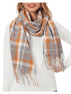 Fuinloth Women's Large Plaid Scarf Fashion Long Shawl Wrap for Winter Warm Lightweight