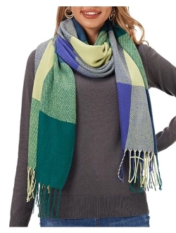 Fuinloth Women's Large Plaid Scarf Fashion Long Shawl Wrap for Winter Warm Lightweight