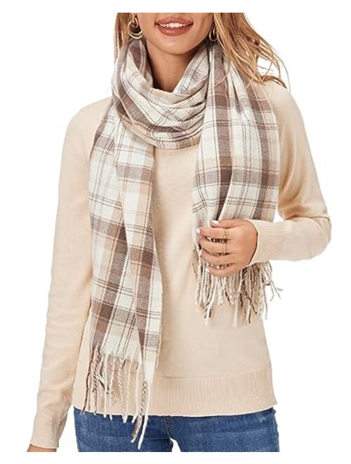 Fuinloth Women's Large Plaid Scarf Fashion Long Shawl Wrap for Winter Warm Lightweight