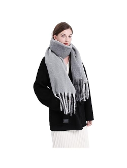 Bestshe Women's Winter Warm Scarf Plaid Tassel Soft Scarf Fashion Chunky Oversized Blanket Scarves Wrap Shawl