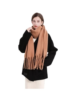 Bestshe Women's Winter Warm Scarf Plaid Tassel Soft Scarf Fashion Chunky Oversized Blanket Scarves Wrap Shawl