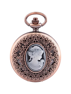 Tiong Exquisite Round Quartz Pocket Watch Girls Women Best Giftsfor Valentine's Day