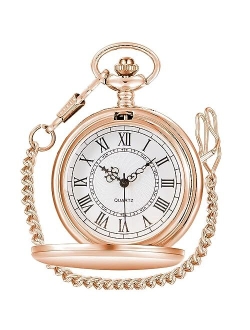 Alwesam Smooth Quartz Pocket Watch Roman/Arabic Numerals for Birthdays Xmas Best Gifts