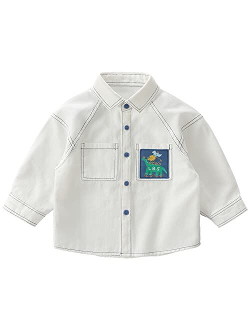 LABISHU Toddler Boys Casual Button Down Shirts Kids Long Sleeve Blouse Tee Tops