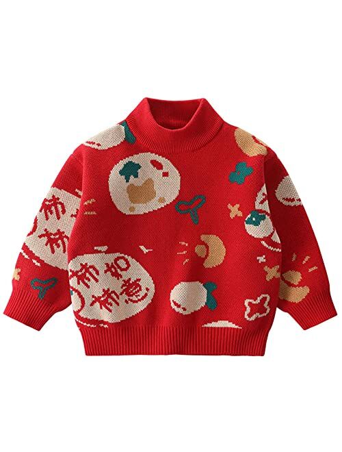 LABISHU Toddler Boys Crewneck Pullover Sweater Kids Children Winter Casual Warm Pull On Knitted Tops