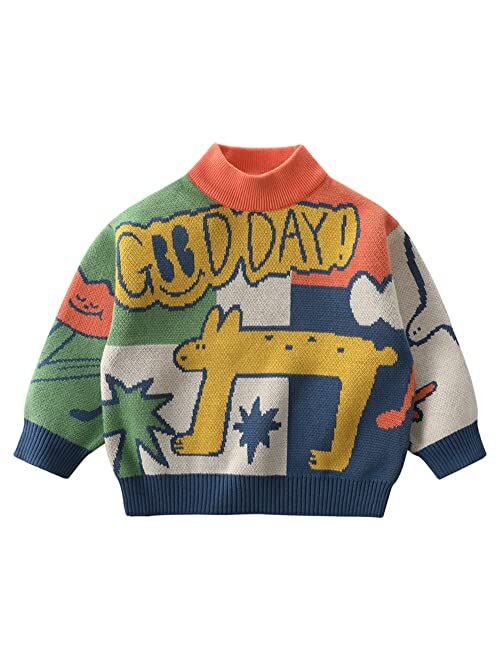 LABISHU Toddler Boys Crewneck Pullover Sweater Kids Children Winter Casual Warm Pull On Knitted Tops