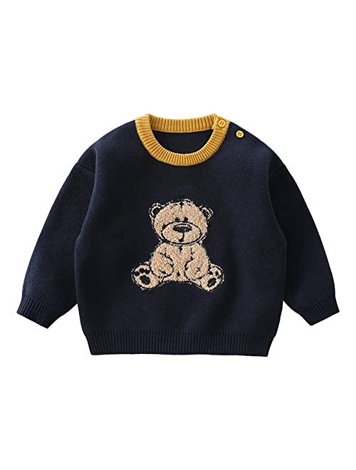 LABISHU Toddler Boys Crewneck Pullover Sweater Kids Children Winter Casual Warm Pull On Knitted Tops