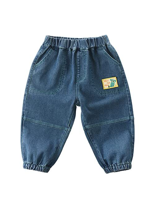 LABISHU Boys Casual Jogger Elastic Jeans Toddler Kids Fashion Loose Denim Pants with Pockets