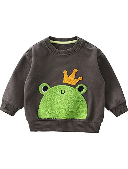 LABISHU Girls Boys Crewneck Sweatshirt Pullover Long Sleeve Frog Sweatshirts Tops Casual Fall Toddler Clothes 1-7Y