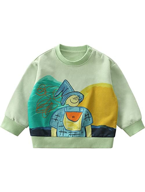 LABISHU Girls Boys Crewneck Sweatshirt Pullover Long Sleeve Frog Sweatshirts Tops Casual Fall Toddler Clothes 1-7Y