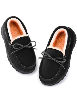 NCCB Boys Slippers Girls Slippers Memory Foam Moccasin Shoes Furry Plush Lining Non Slip Indoor Outdoor Boys Slippers for Big Kids Little Kids