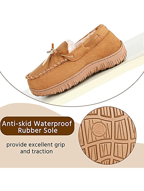 NCCB Boys Slippers Girls Slippers Memory Foam Moccasin Shoes Furry Plush Lining Non Slip Indoor Outdoor Boys Slippers for Big Kids Little Kids