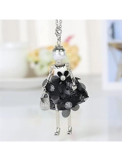 Generic Handmade Statement French Doll Necklaces Maxi Long Chain Pendant Alloy Bohemian Choker Girls Women Accessories