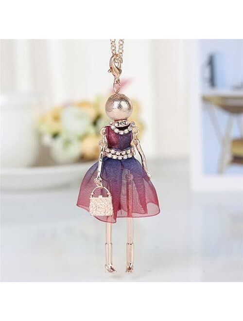 Generic Handmade Statement French Doll Necklaces Maxi Long Chain Pendant Alloy Bohemian Choker Girls Women Accessories