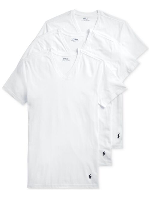 POLO RALPH LAUREN Men's Slim Fit V-Neck Undershirt, 3-Pack