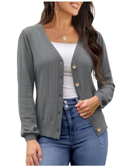 REDHOTYPE Women's Cardigans Button Down V Neck Casual Sweater Open Front Cardigan Sweaters