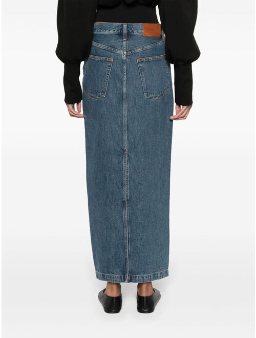 WARDROBE.NYC rear-slit denim maxi skirt