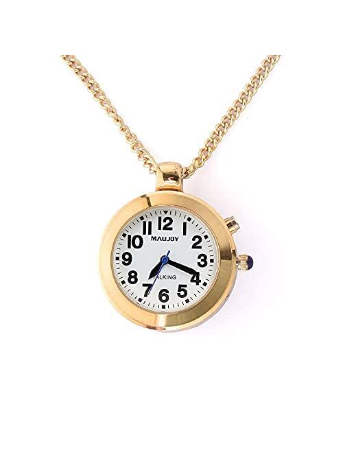 MAUJOY Talking Keychain Watch American English Women's Pendant Talking Watch Speaks The Time, Date Alarm time for Elderly, Visual Impaired or Blind