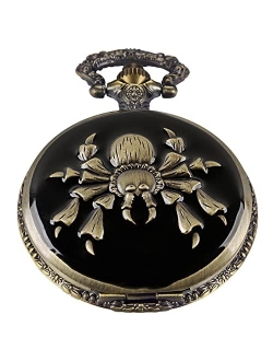 Whodoit Mens Quartz Pocket Watch Green Eyes Round Case Shape Pendant Necklace Pocket Watch