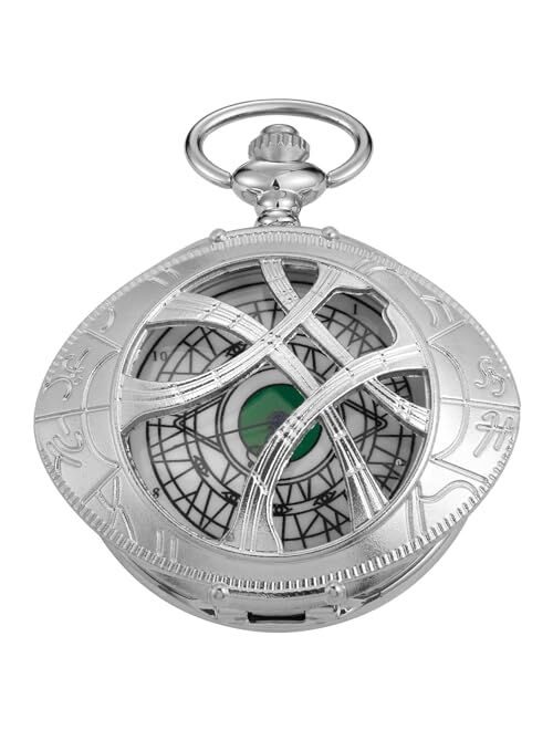 Whodoit Mens Quartz Pocket Watch Green Eyes Round Case Shape Pendant Necklace Pocket Watch