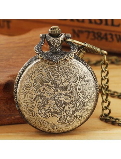 Whodoit Quartz Pocket Watch with LED Lights, Creative Quartz Arabic Numeral Dial for Men's Pocket Watch