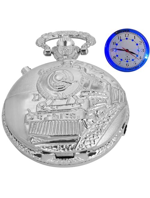 Whodoit Quartz Pocket Watch with LED Lights, Creative Quartz Arabic Numeral Dial for Men's Pocket Watch