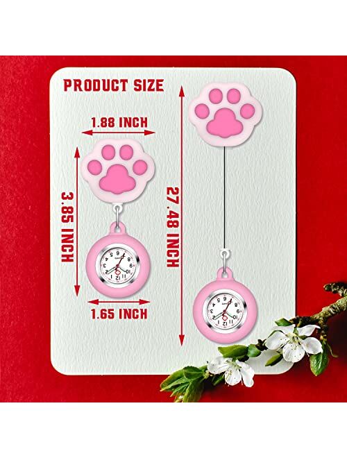 AGEN KGEN 4 Pack Retractable Nurse Watch for Nurses Doctors, Clip-on Hanging Lapel Nurse Watch Silicone Cover Brooch Fob Pocket Watch Badge Reel