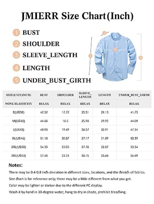 JMIERR Mens Banded Collar Dress Shirts Casual Long Sleeve Mandarin Collar Button Down Shirt