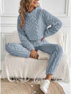 SHEIN LUNE Drop Shoulder Teddy Hoodie & Pants