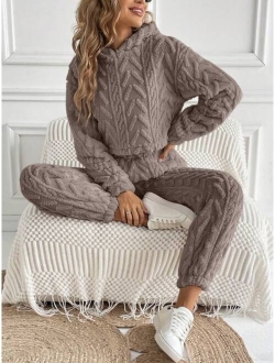 SHEIN LUNE Drop Shoulder Teddy Hoodie & Pants