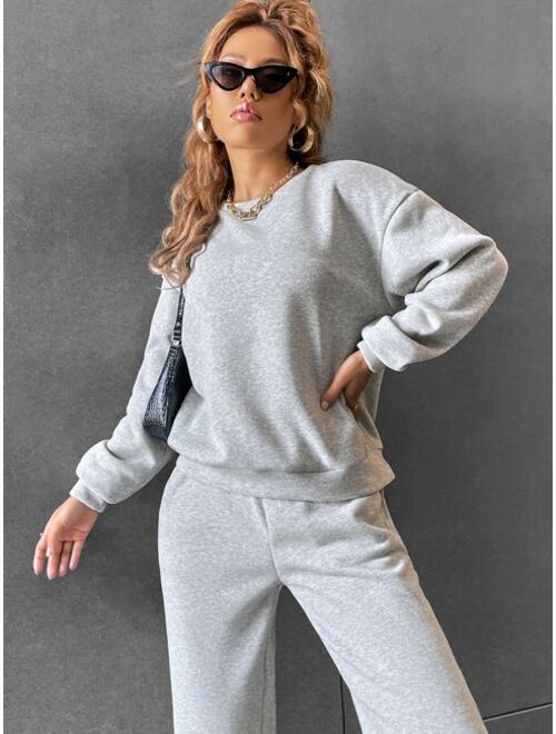 Solid Drop Shoulder Sweatshirt & Sweatpants