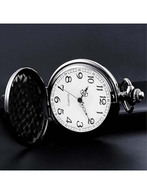 alladaga Set of 2 Classic Pocket Watch with Chain for Men and Women