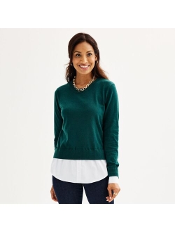 Crew Neck Twofer Sweater