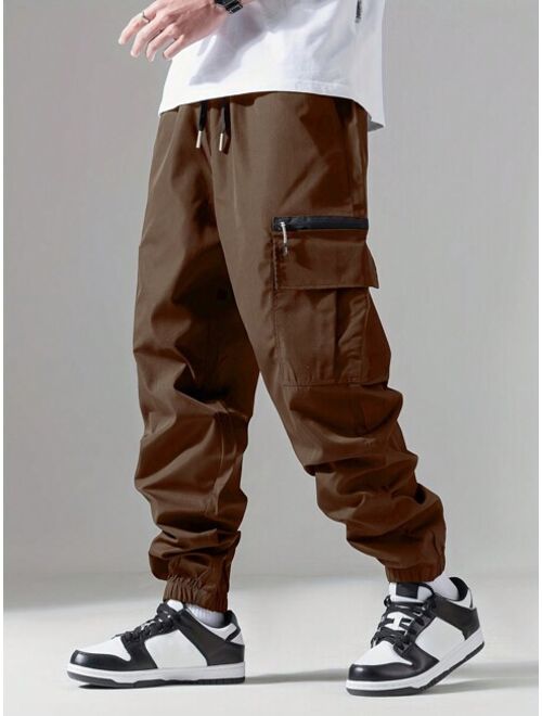 Shein Men Flap Pocket Side Drawstring Waist Cargo Pants