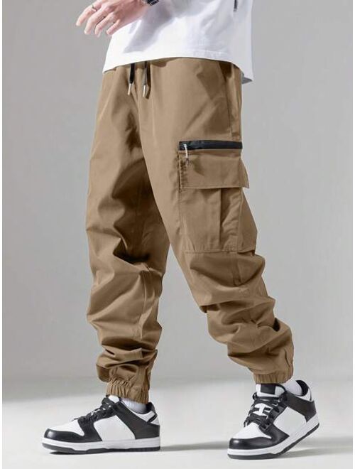 Shein Men Flap Pocket Side Drawstring Waist Cargo Pants