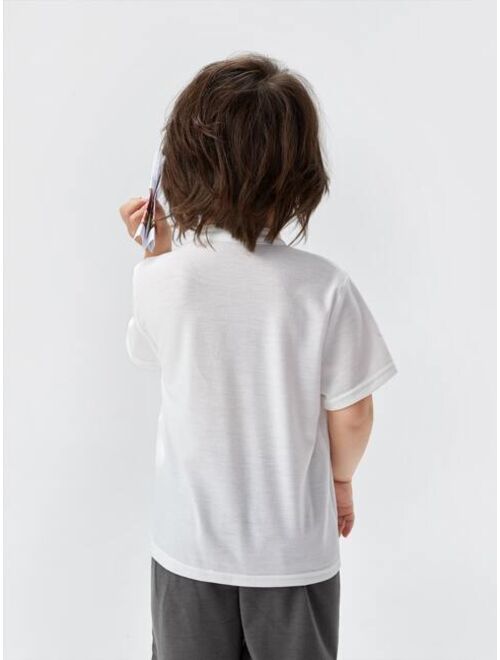 SHEIN Kids EVRYDAY Young Boy Button Half Placket Polo Shirt