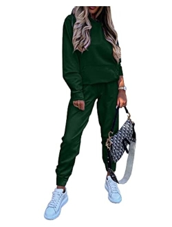 BTFBM Womens Sweat Suits 2 Piece Set Long Sleeve Hoodie Drawstring Sweatpants Jogger Set Casual Lightweight Tracksuits