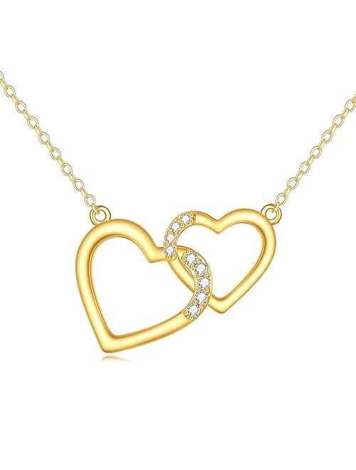 KECHO 14k Gold Heart Necklace Fine Gold Heart Pendant Necklace Jewelry Birthday Christmas Gifts for Her Women Girls Girlfriend Wife