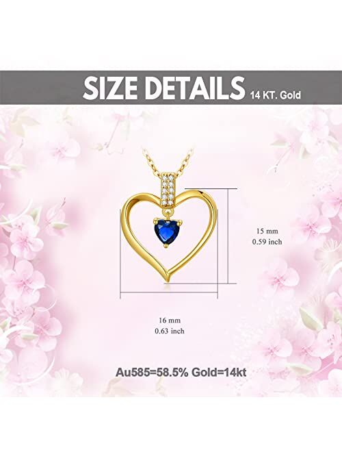 YDD 14K Solid Gold Heart Necklaces for Women Pendant Necklace Jewelry Gifts for Women Mom/Wife/Girlfriend 16-18