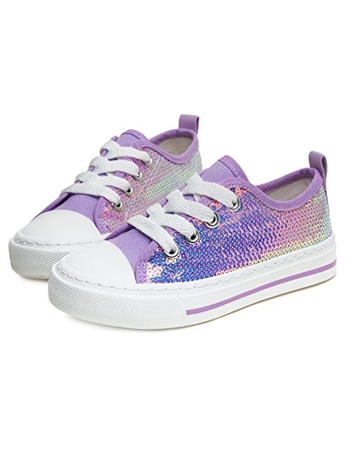 ToandonToddler Kids Sneakers Sparkle Fashion Glitter Sequins Canvas Shoes