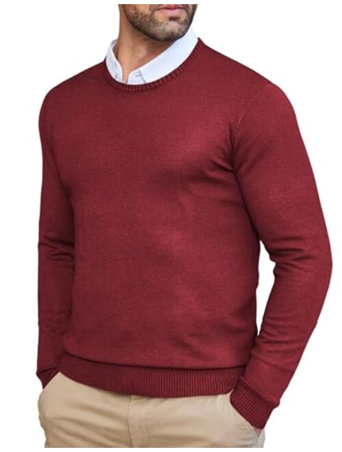 COOFANDY Men's Dress Crew Neck Sweater Slim Fit Lightweight Long Sleeve Sweater