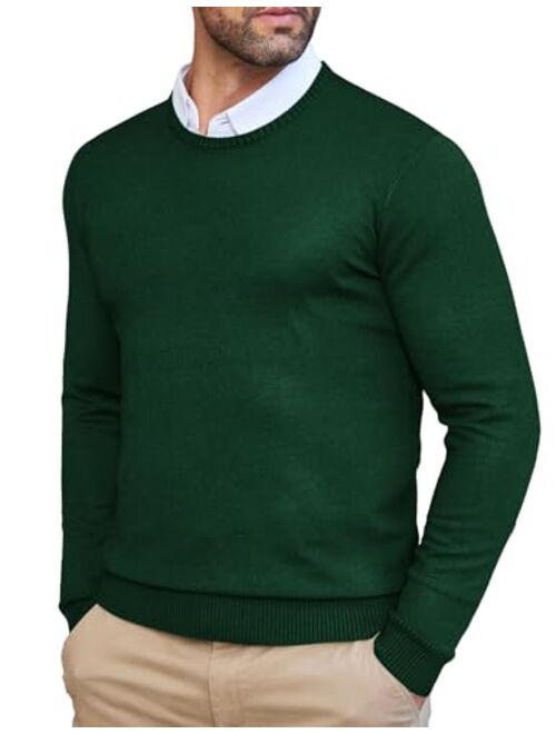 COOFANDY Men's Dress Crew Neck Sweater Slim Fit Lightweight Long Sleeve Sweater