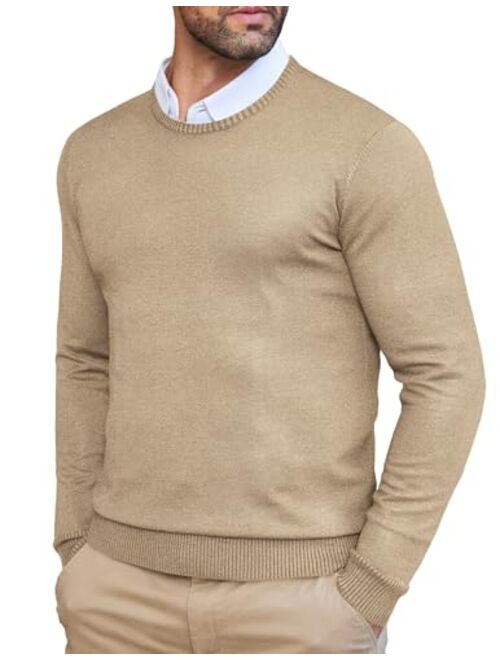 COOFANDY Men's Dress Crew Neck Sweater Slim Fit Lightweight Long Sleeve Sweater