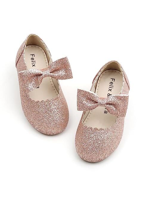 Felix & Flora Toddler Flower Girl Dress Shoes - Girl Ballet Flats Party School Shoes Wedding