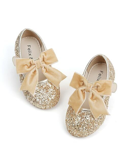 Felix & Flora Toddler Flower Girl Dress Shoes - Girl Ballet Flats Party School Shoes Wedding