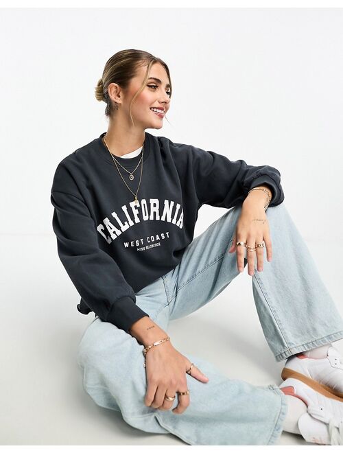 Miss Selfridge California graphic print sweatshirt in navy