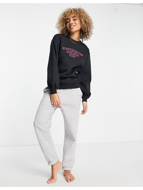 Threadbare Fitness Dixie embroidered sweater in black