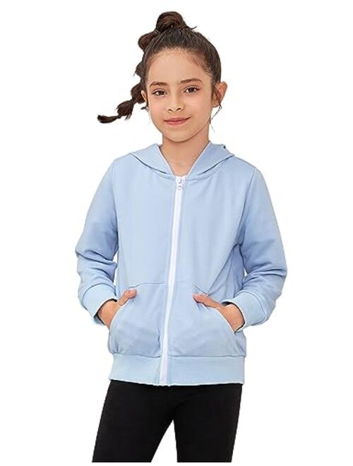 Jxstar Girls Zip-up Hoodie Long Sleeve Sweatshirt Jacket Tops Fall Loose Shirt with pocket